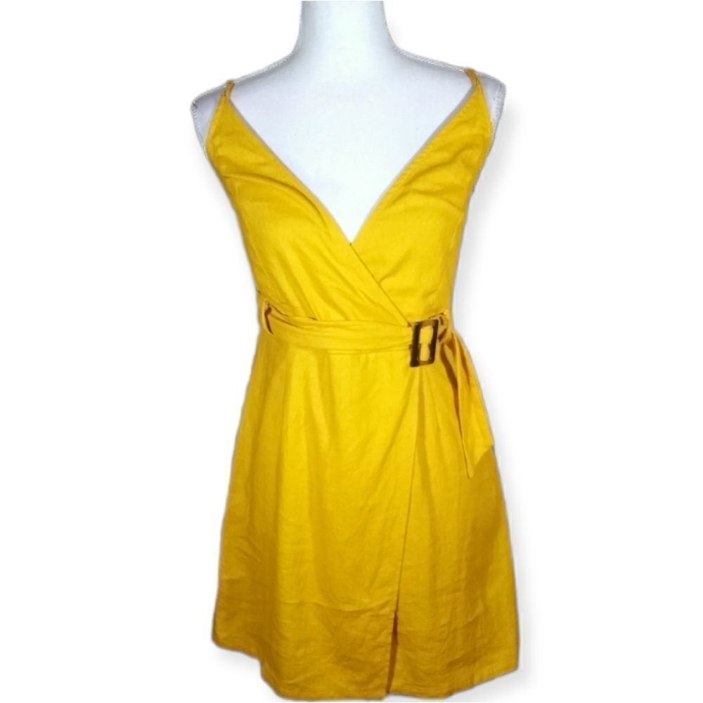 WILD FABLE MUSTARD YELLOW FAUX WRAP DRESS SZ.XS EUC